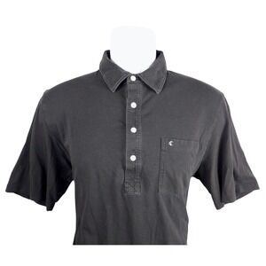 Criquet Mens Players Shirt Black Pima Cotton Stretch Polo Short Sleeve Large